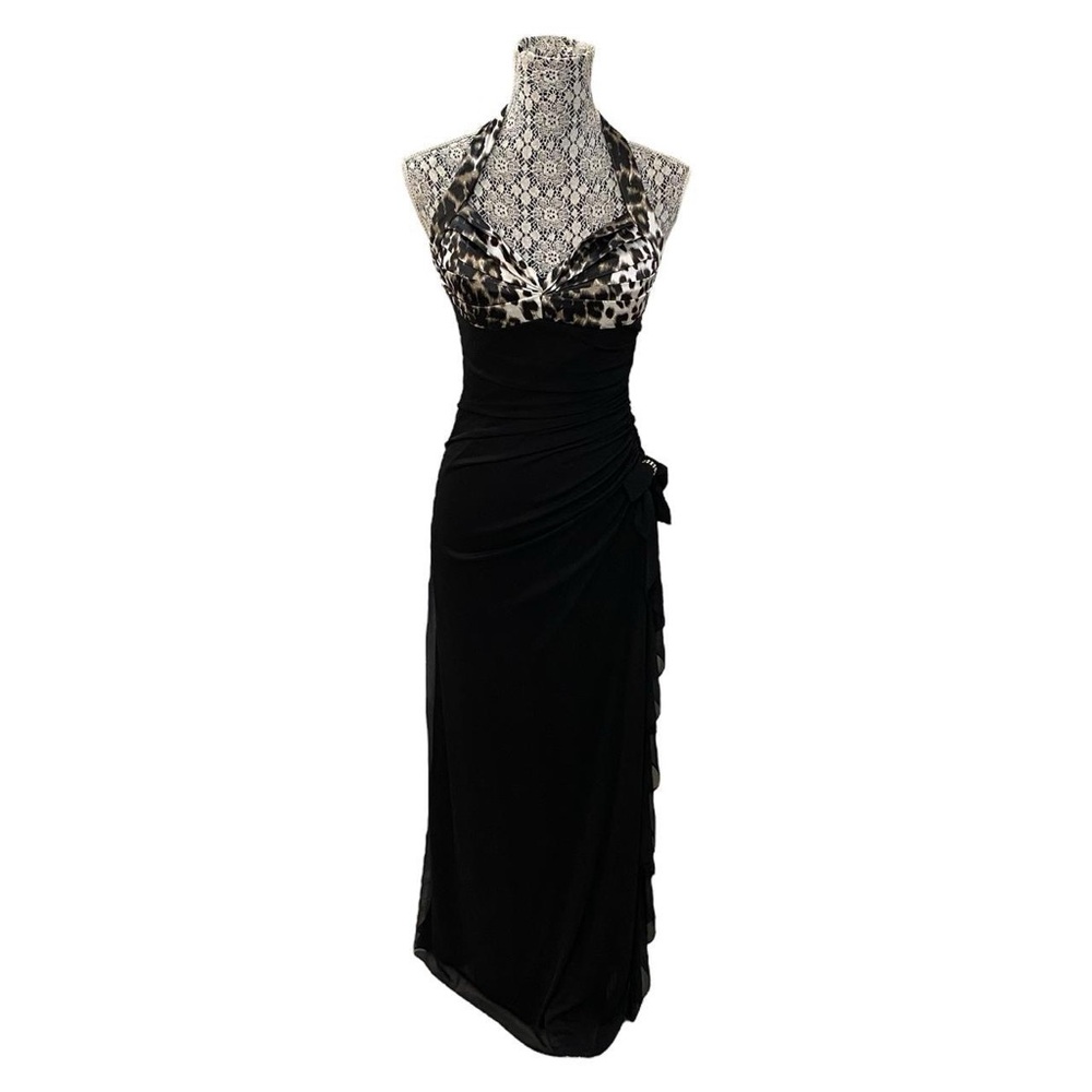 Blondie nites by Stacy Sklar Black & Leopard Print Formal Dress